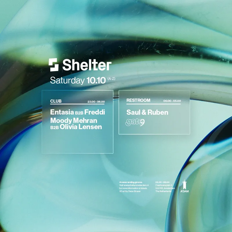 Entasia b2b Freddi, Moody Mehran b2b Olivia Lensen & more at Shelter
